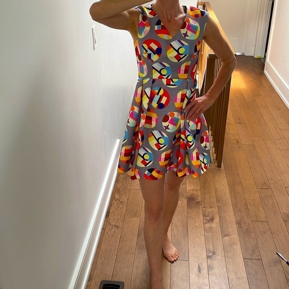 Connie & Na Multicolour Mini Dress Dot Shortsleeve Skater Pleated Small Medium - Picture 10 of 12